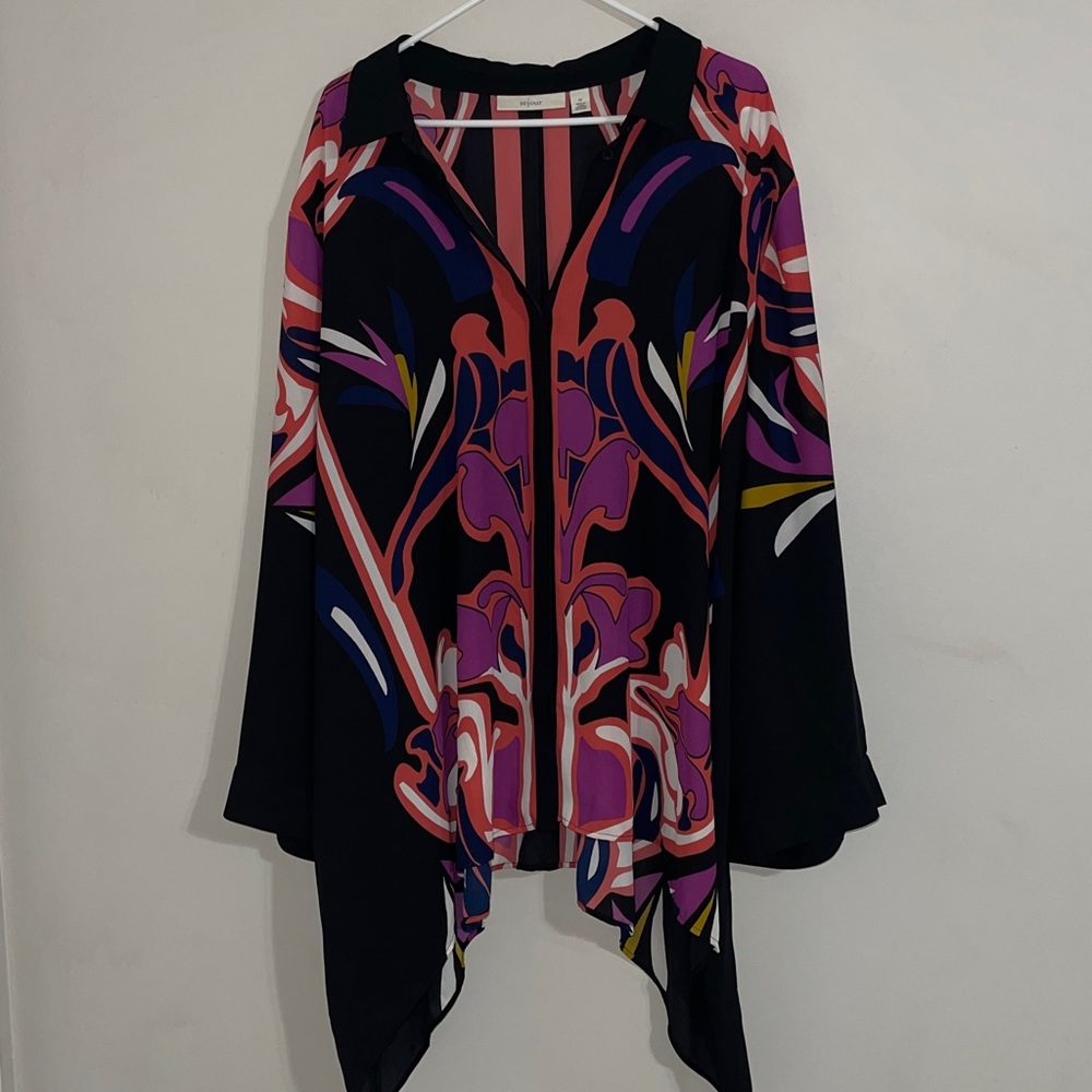 Sejour Bold Print Blouse  Tunic Size 2X Nordstrom Exclusive